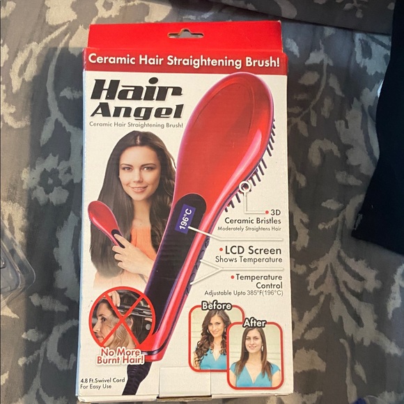 Red Ceramic Hair Straightening Brush - Picture 2 of 2
